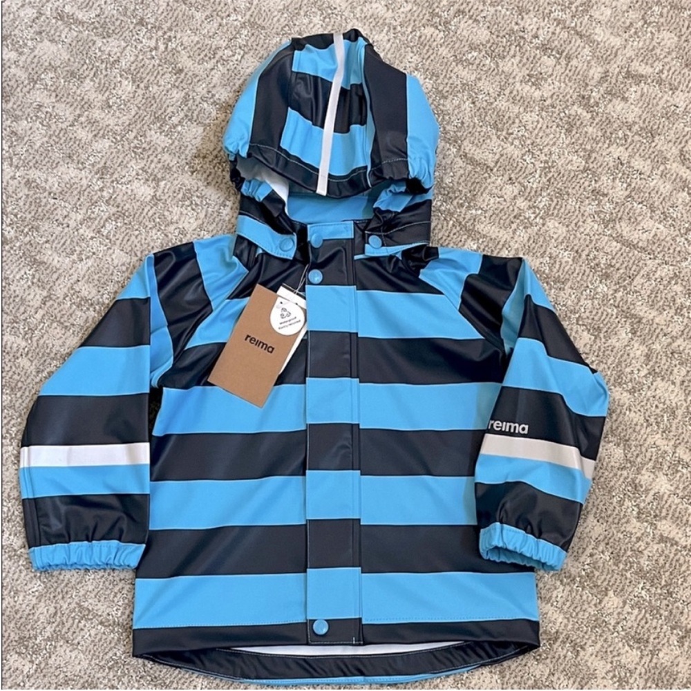 Reima Kids' Vesi Raincoat in Blue Sky Stripe—3T - Picture 2 of 11